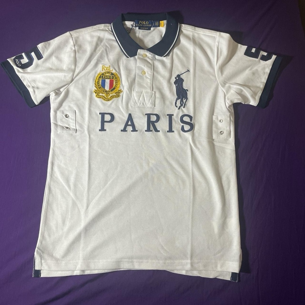 Polo by Ralph Lauren White and Navy Men's Polo Shirt